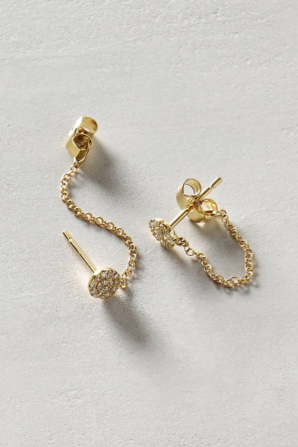 Diamond Chained Posts in 14k Gold by Liven Co.