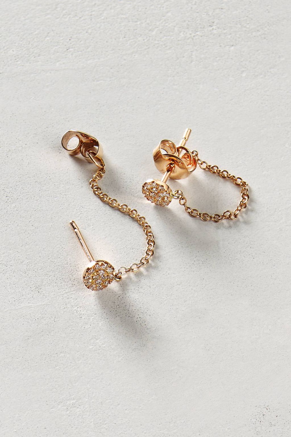Diamond Chained Posts in 14k Gold by Liven Co.