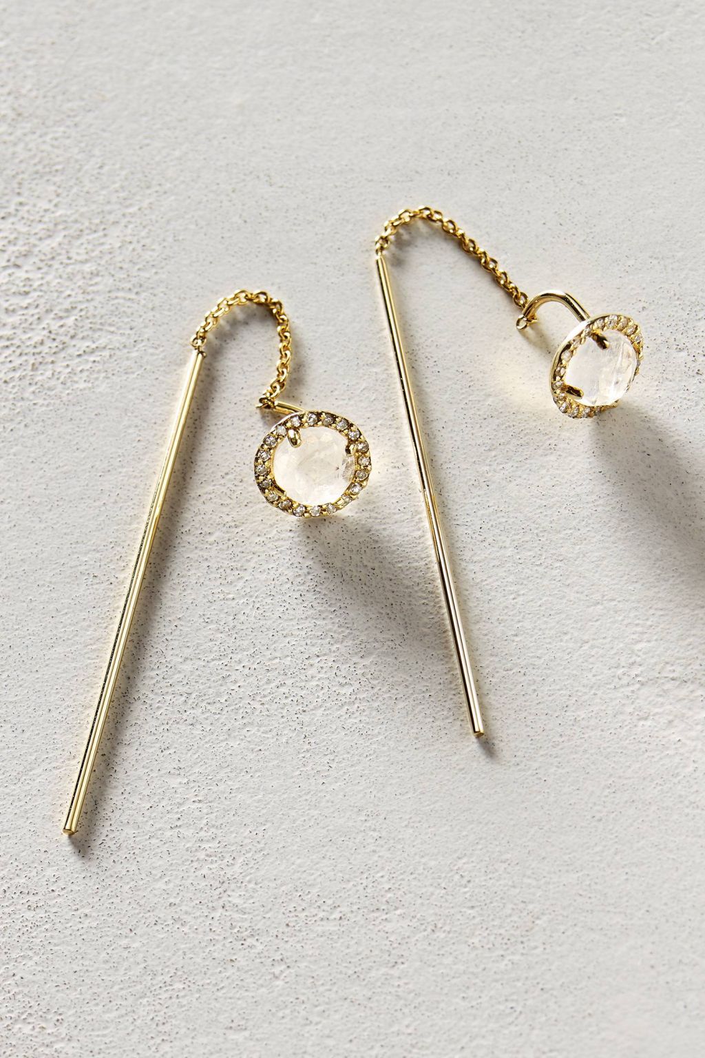 Diamond Threaded Earrings in 14k Gold by Liven Co.