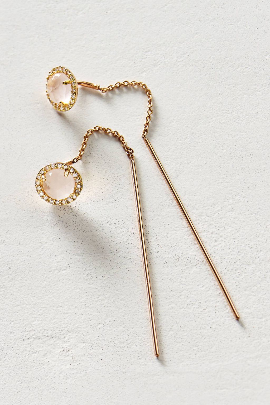 Diamond Threaded Earrings in 14k Gold by Liven Co.