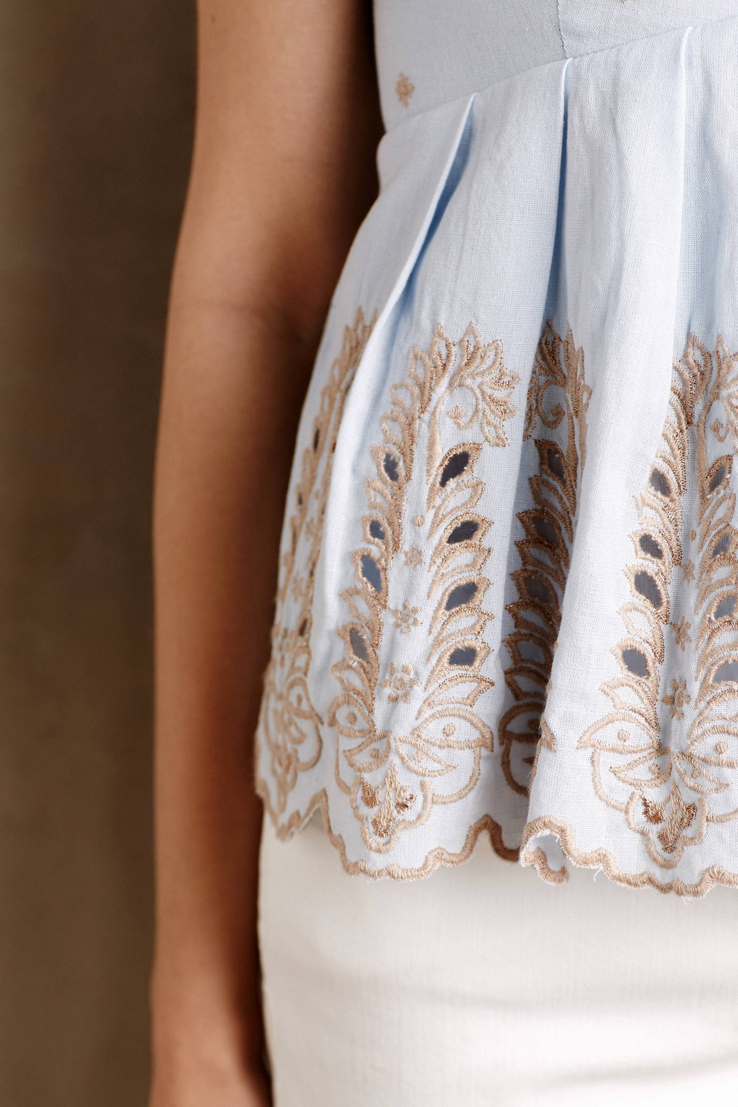 Embroidered Peplum Halter by Moulinette Soeurs