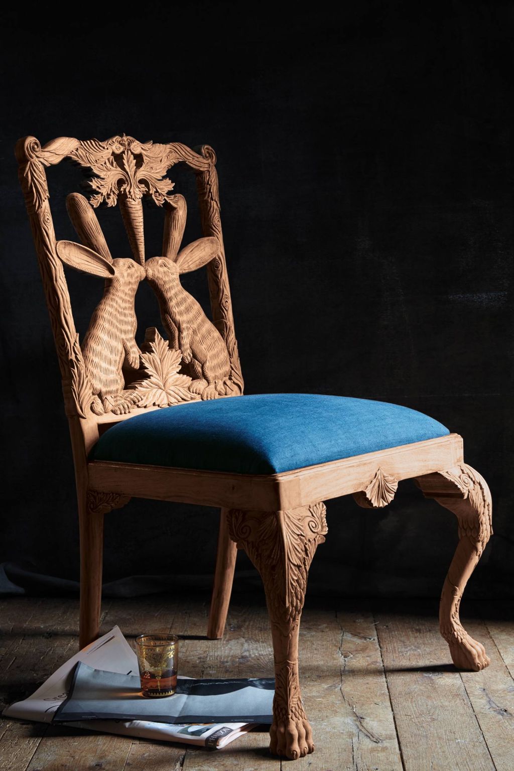 Handcarved Menagerie Rabbit Dining Chair