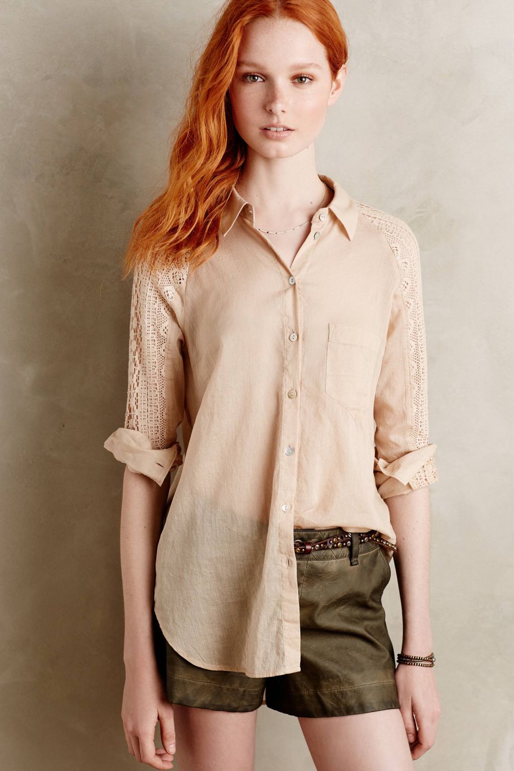 Lace-Sleeve Buttondown by Holding Horses