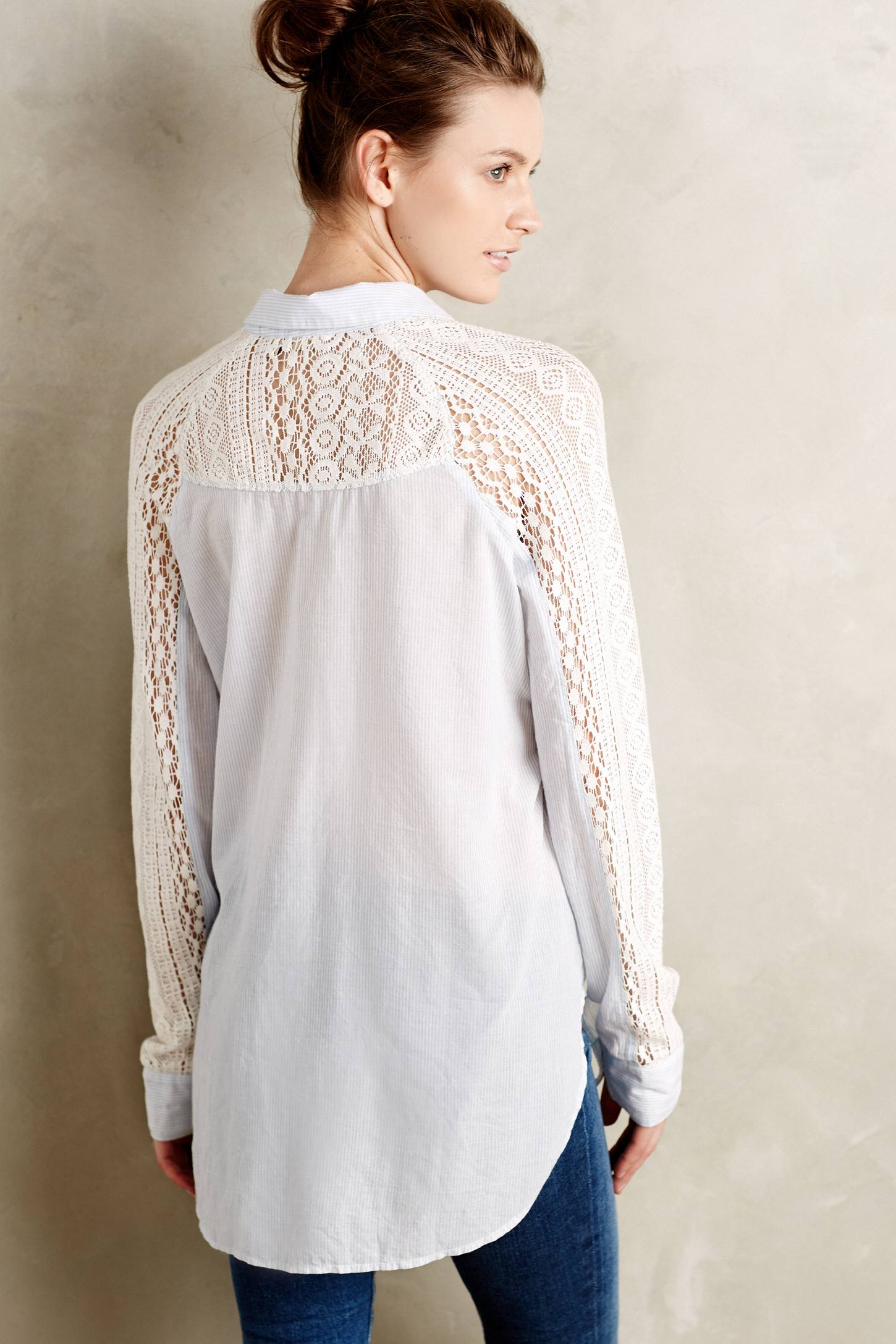 Lace-Sleeve Buttondown by Holding Horses