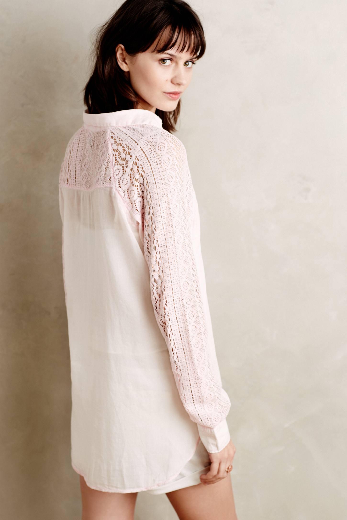 Lace-Sleeve Buttondown by Holding Horses