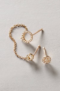 Mismatched Diamond Chained Posts in 14k Gold in Rose Gold