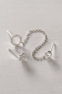 Mismatched Diamond Chained Posts in 14k Gold in Silver