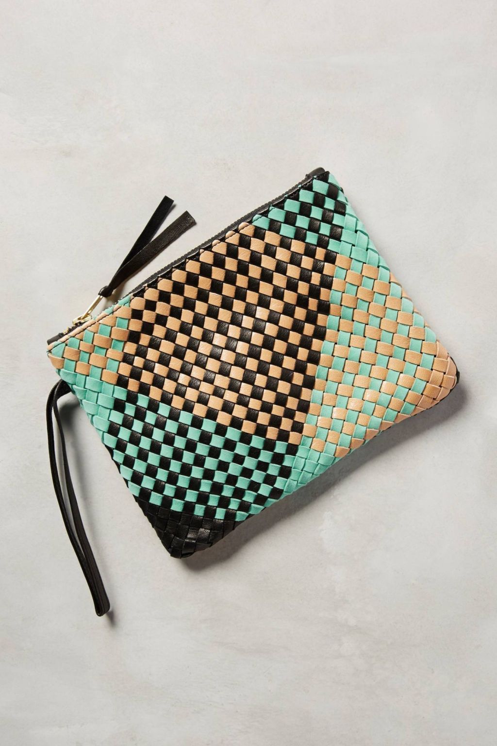 Plaidweave Leather Pouch by Claramonte