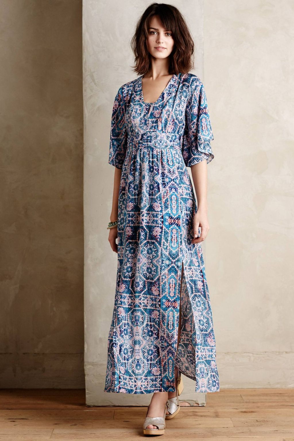 Silk Tilework Maxi Dress by Maeve