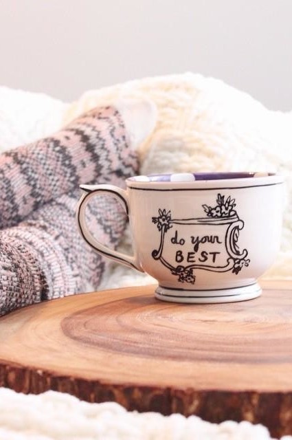 "Do your best" Crowned Leaf Mug