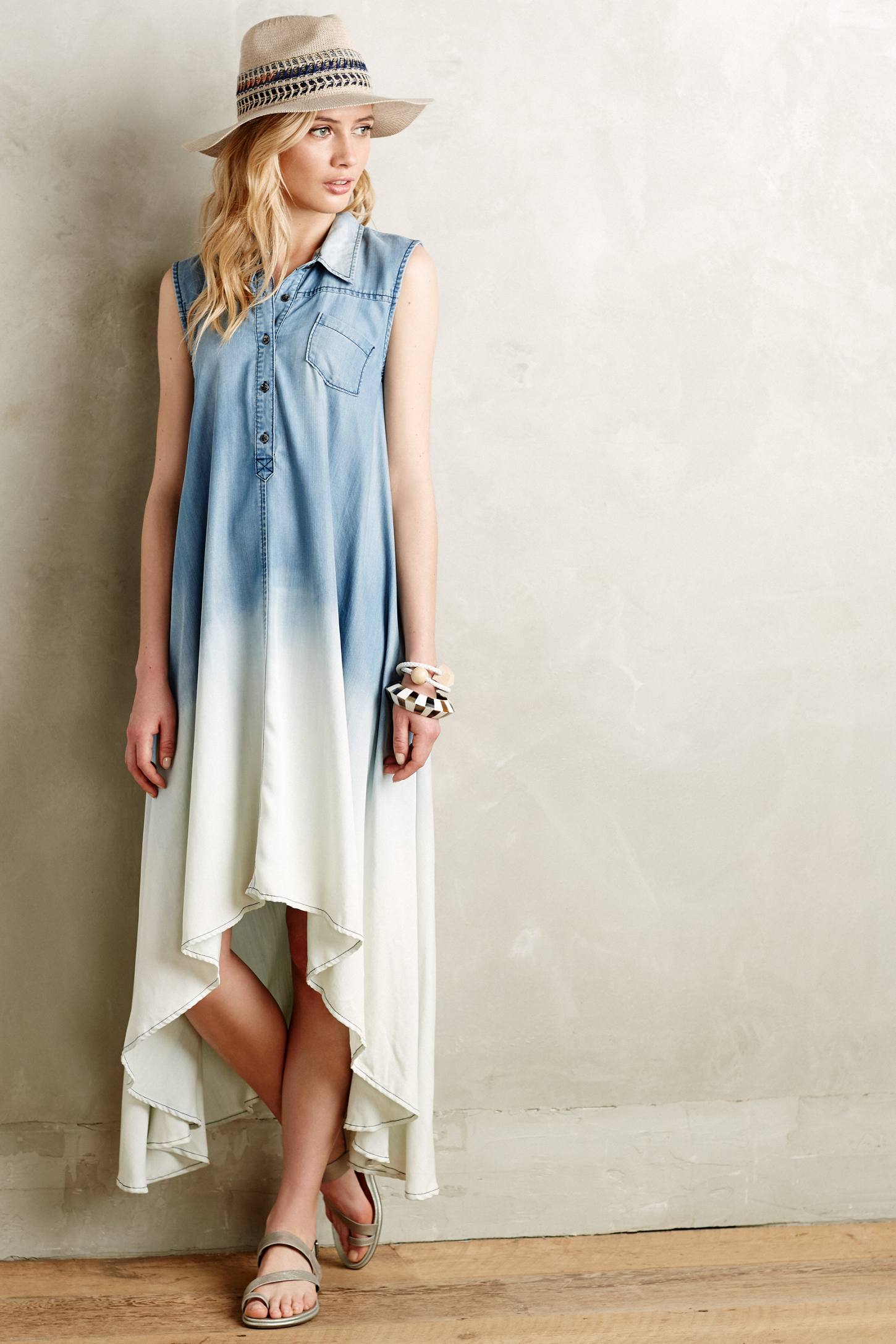 Dipped Chambray Shirtdress by Holding Horses
