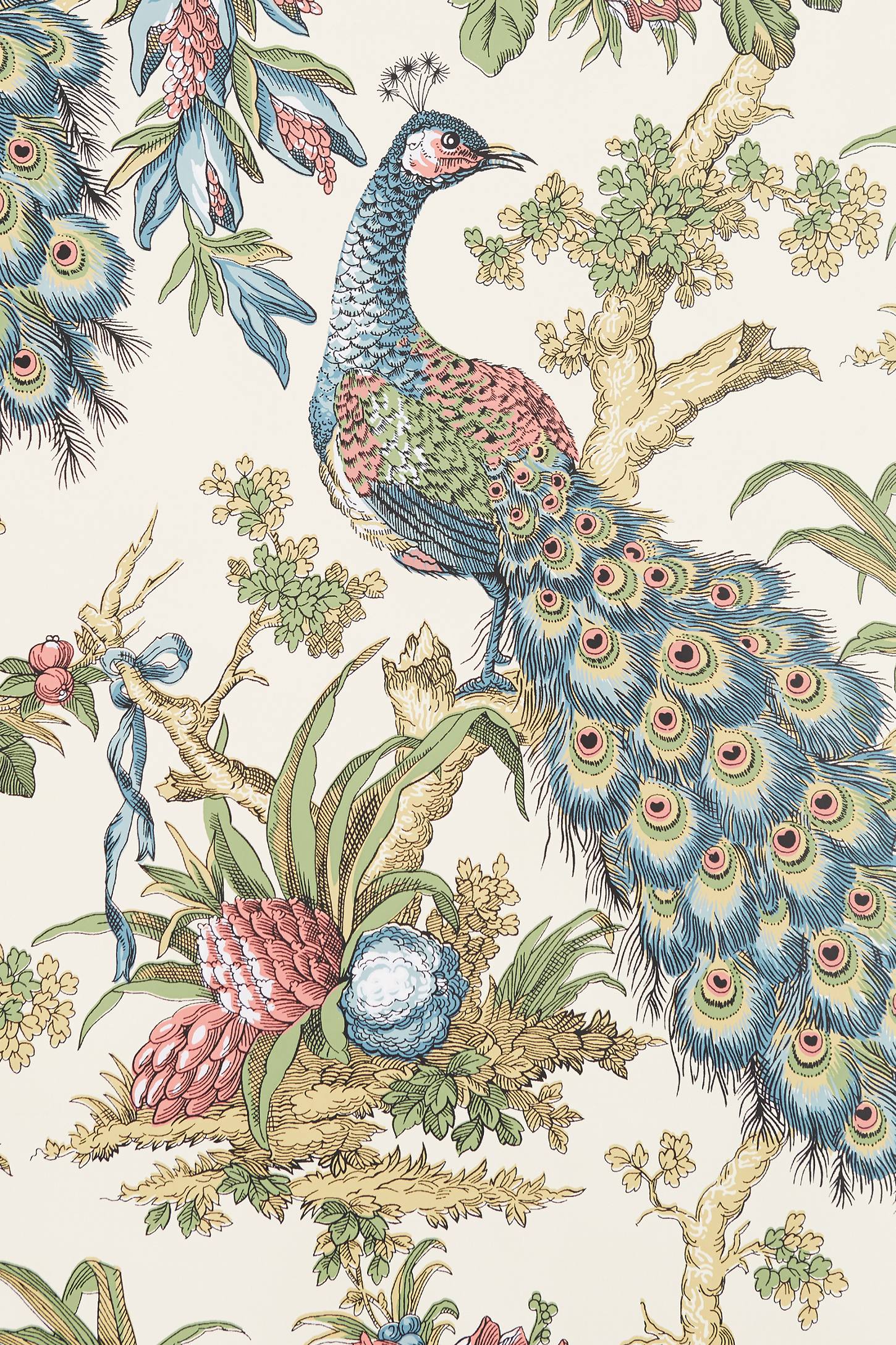 Peacock Toile Wallpaper