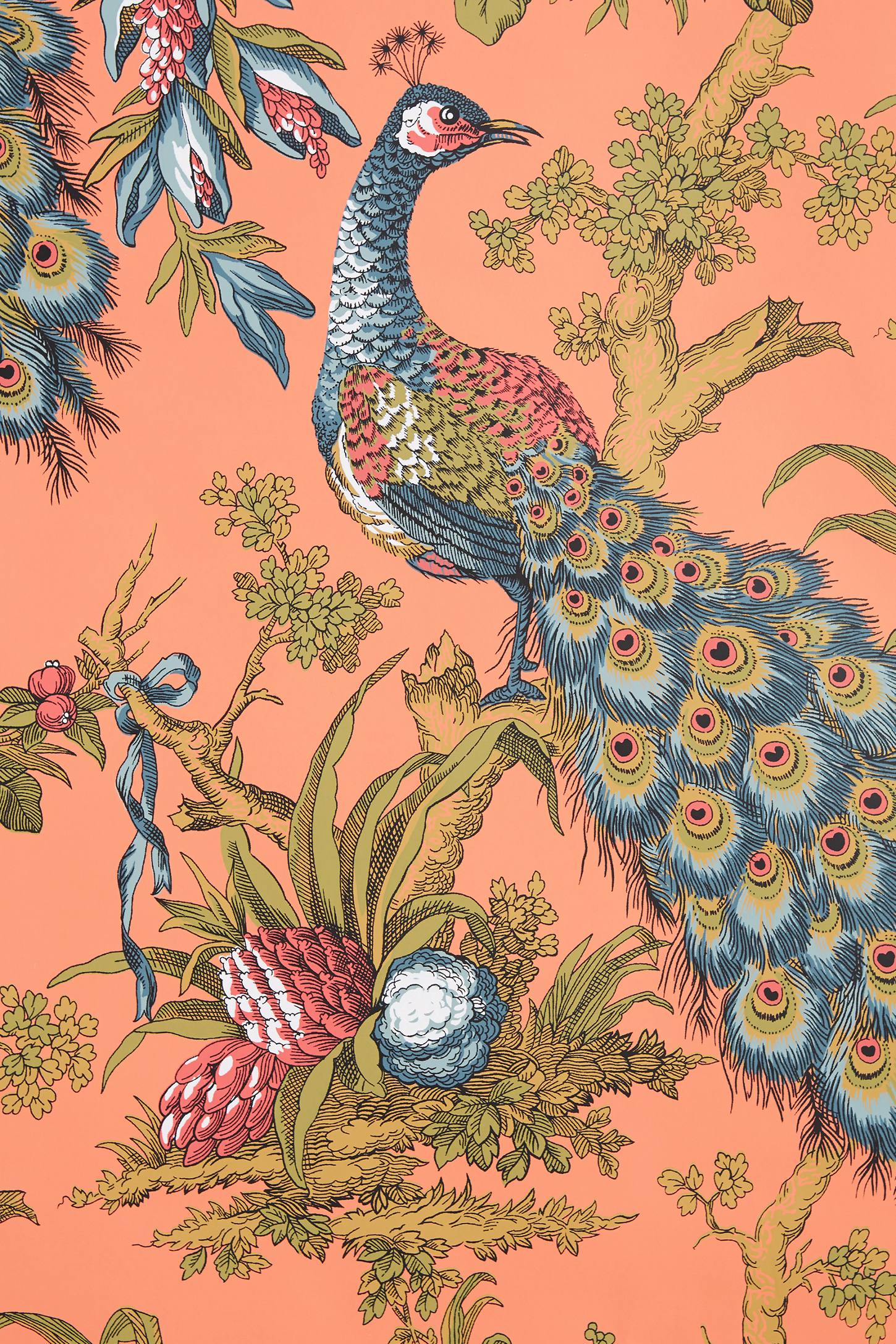 Peacock Toile Wallpaper