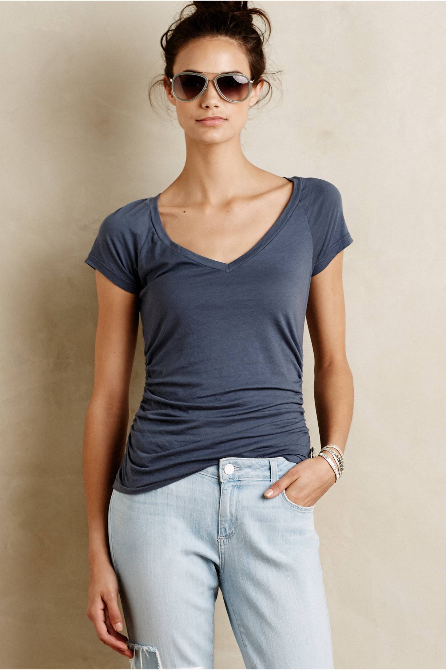 Side-Gathered Tee by Velvet by Graham and Spencer