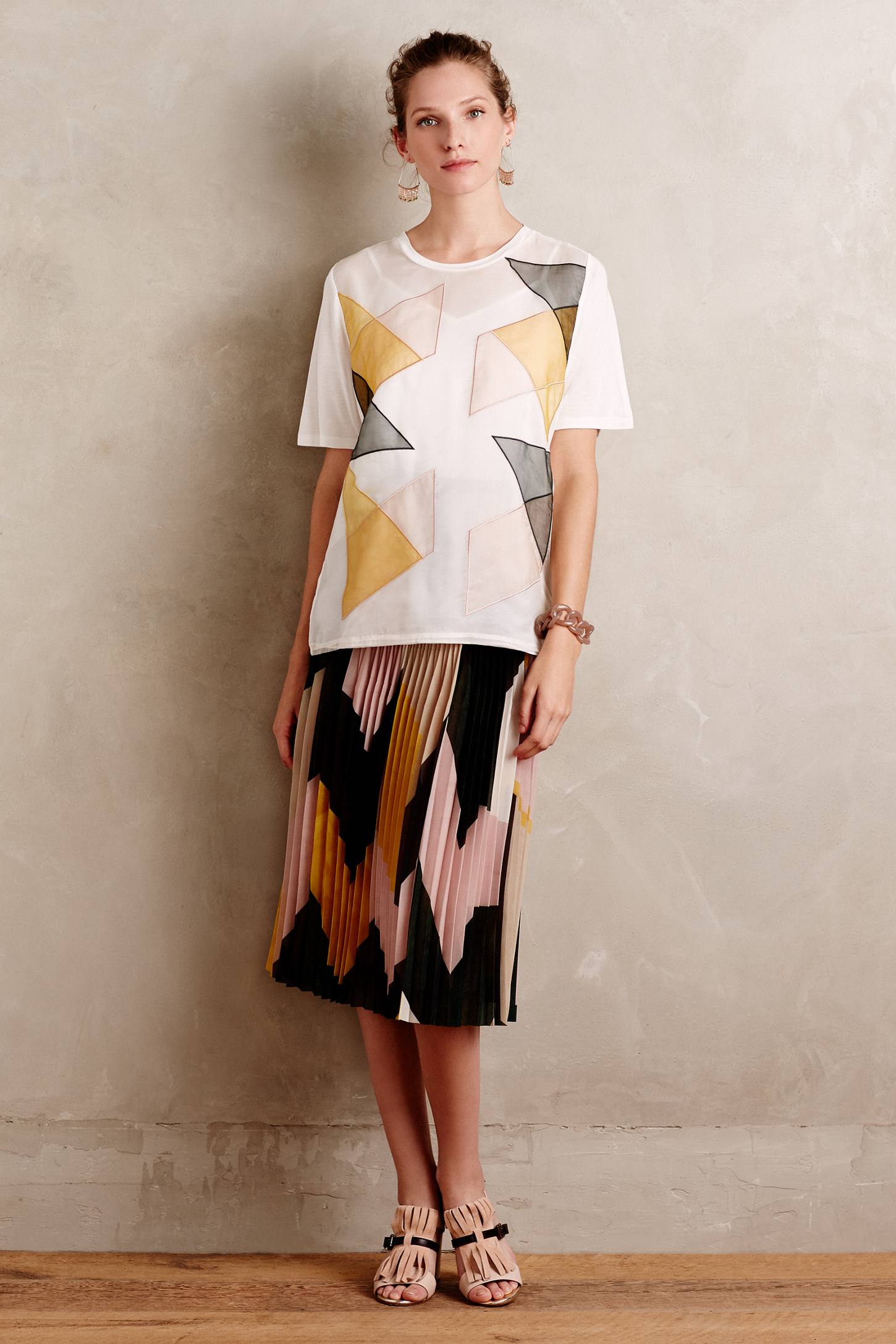 Blocked Pleats Skirt by Nocturne