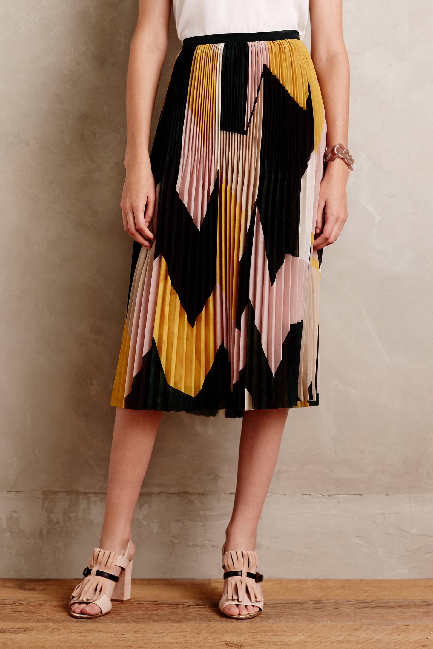 Blocked Pleats Skirt by Nocturne