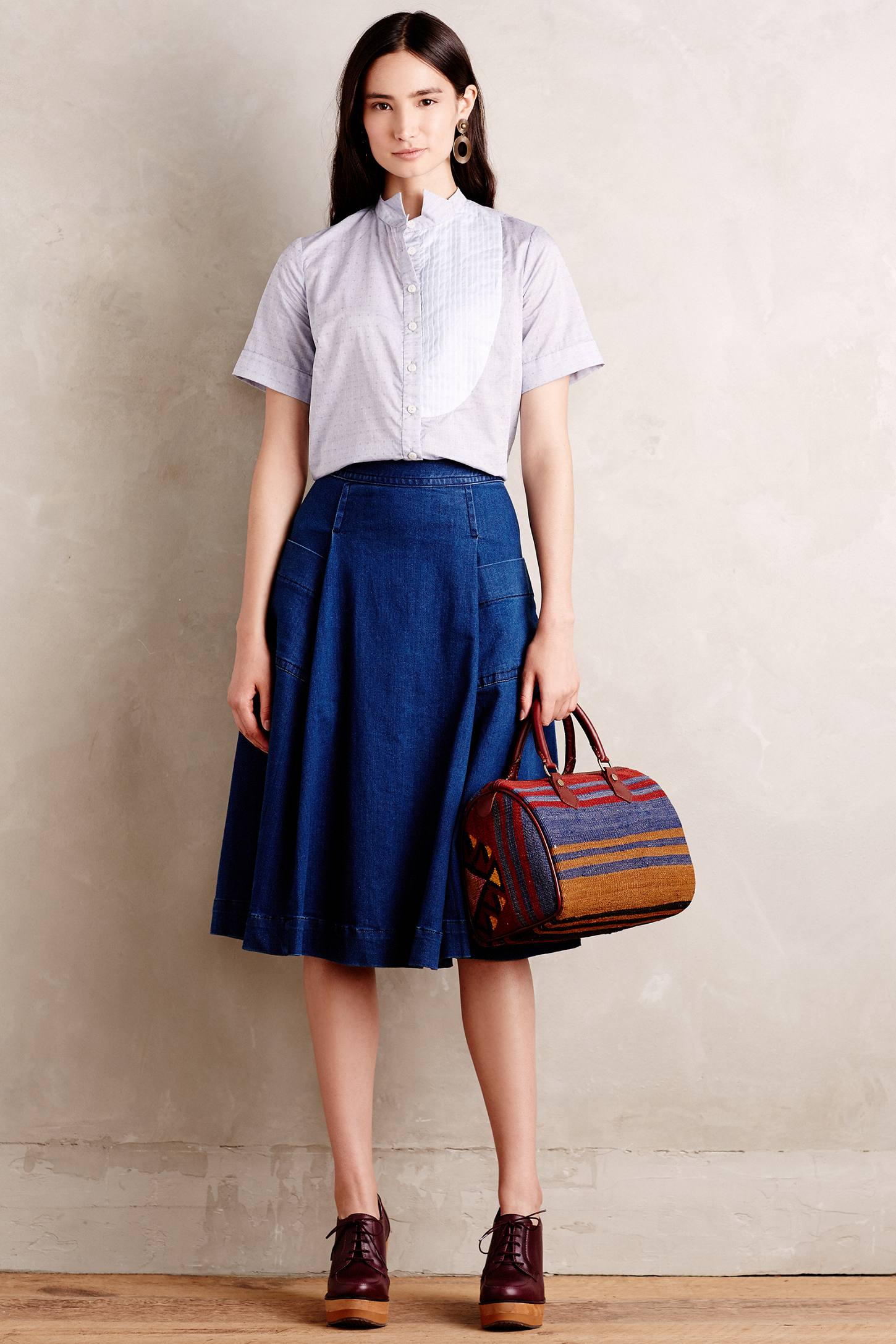 Chambray Circle Skirt by Tracy Reese