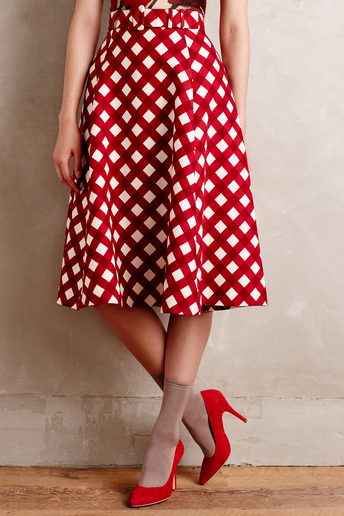 Checkered Midi Skirt by Peony by Samantha Sung