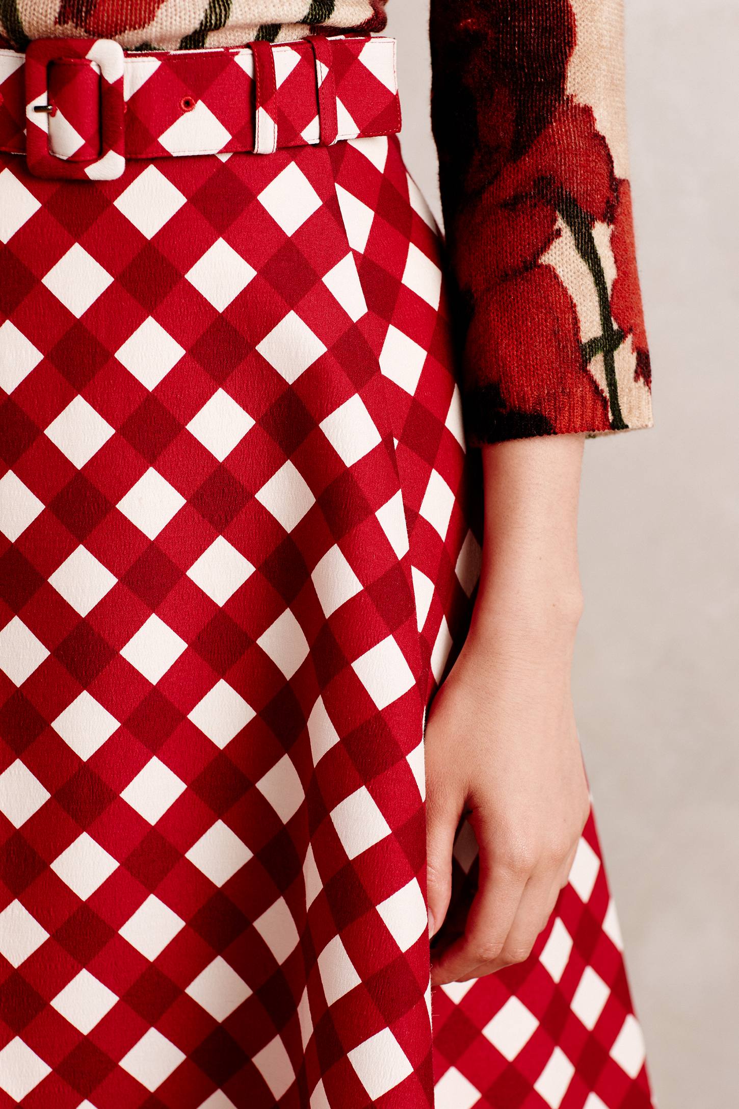 Checkered Midi Skirt by Peony by Samantha Sung