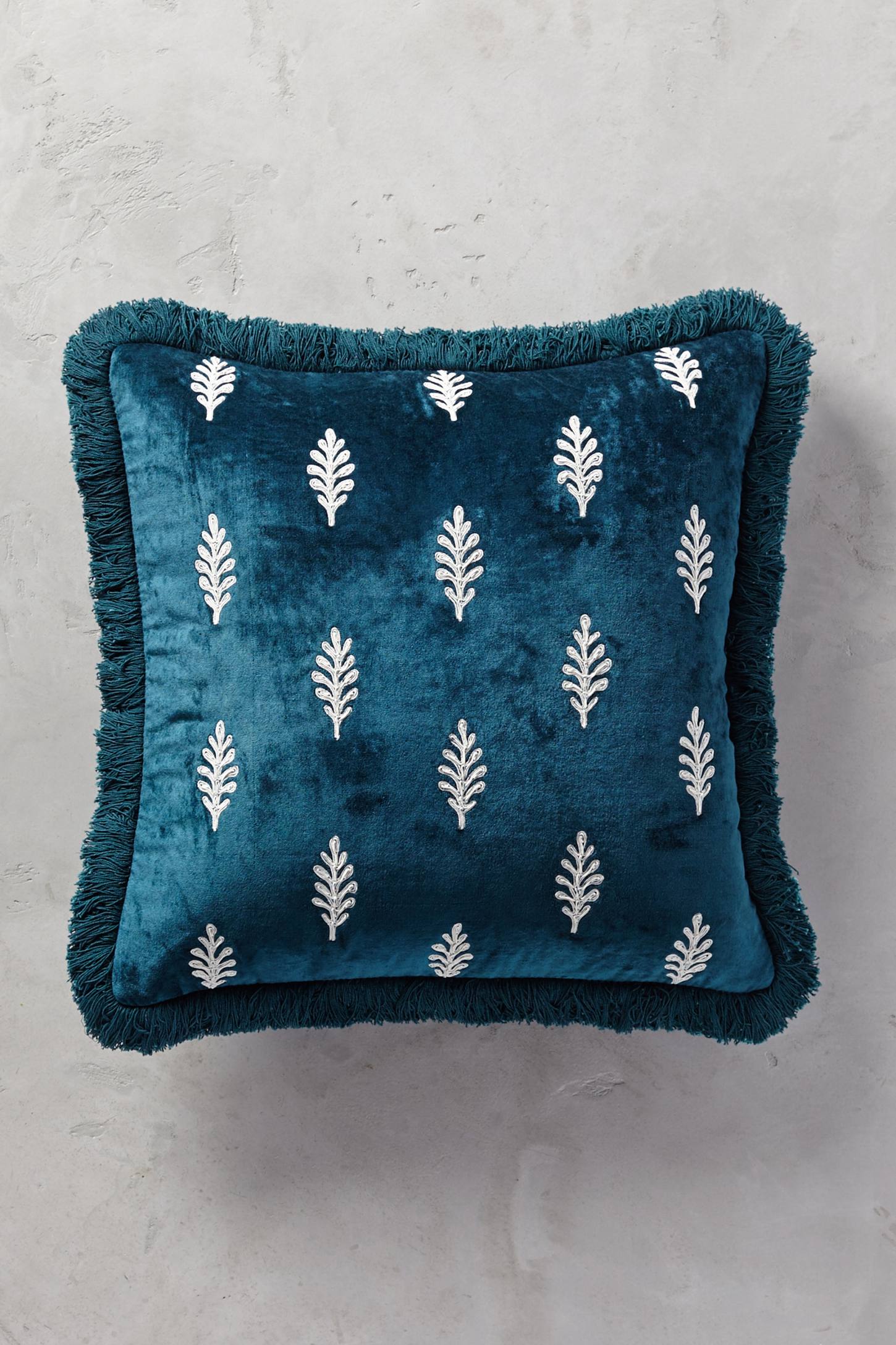 Embroidered Leaves Pillow