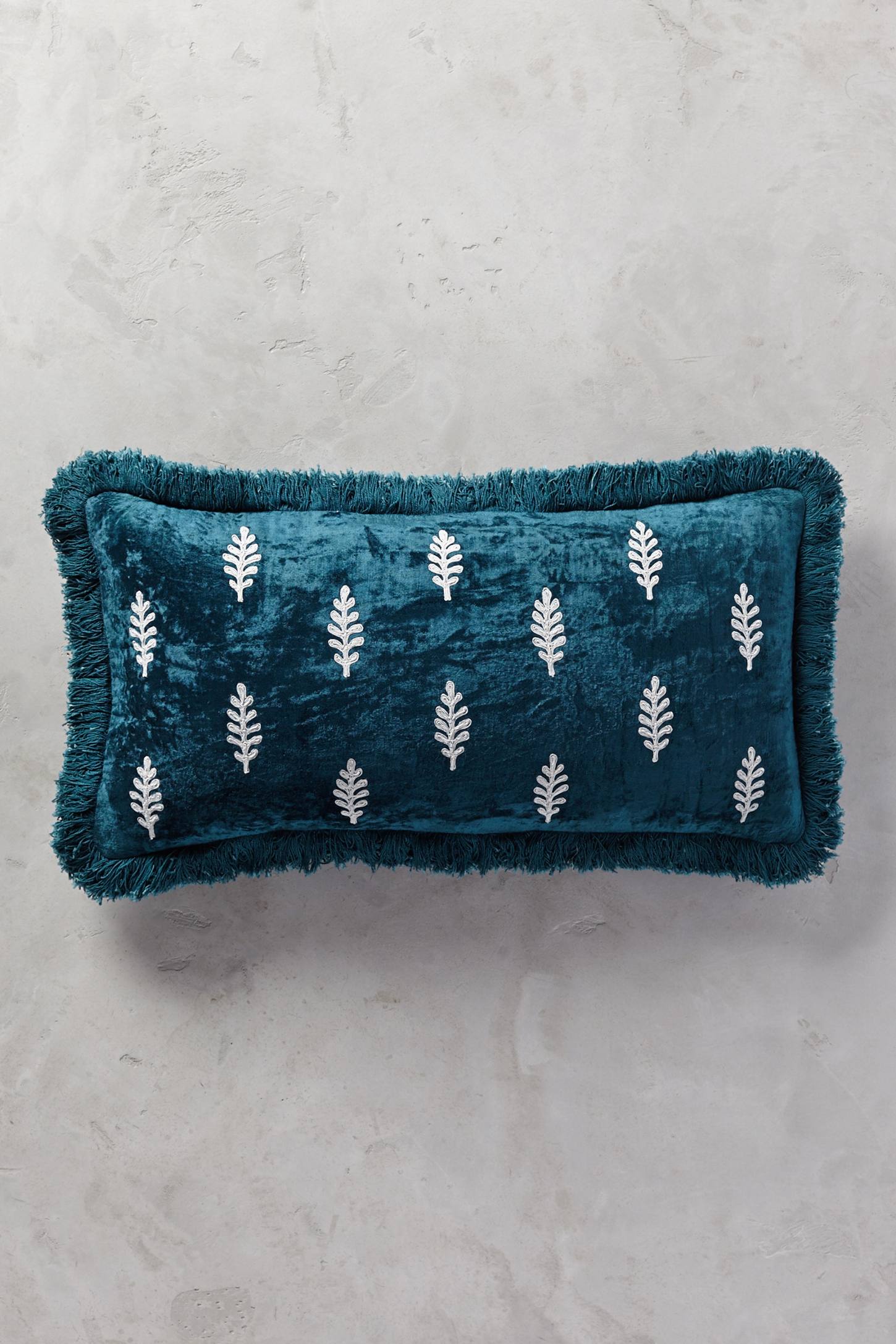 Embroidered Leaves Pillow