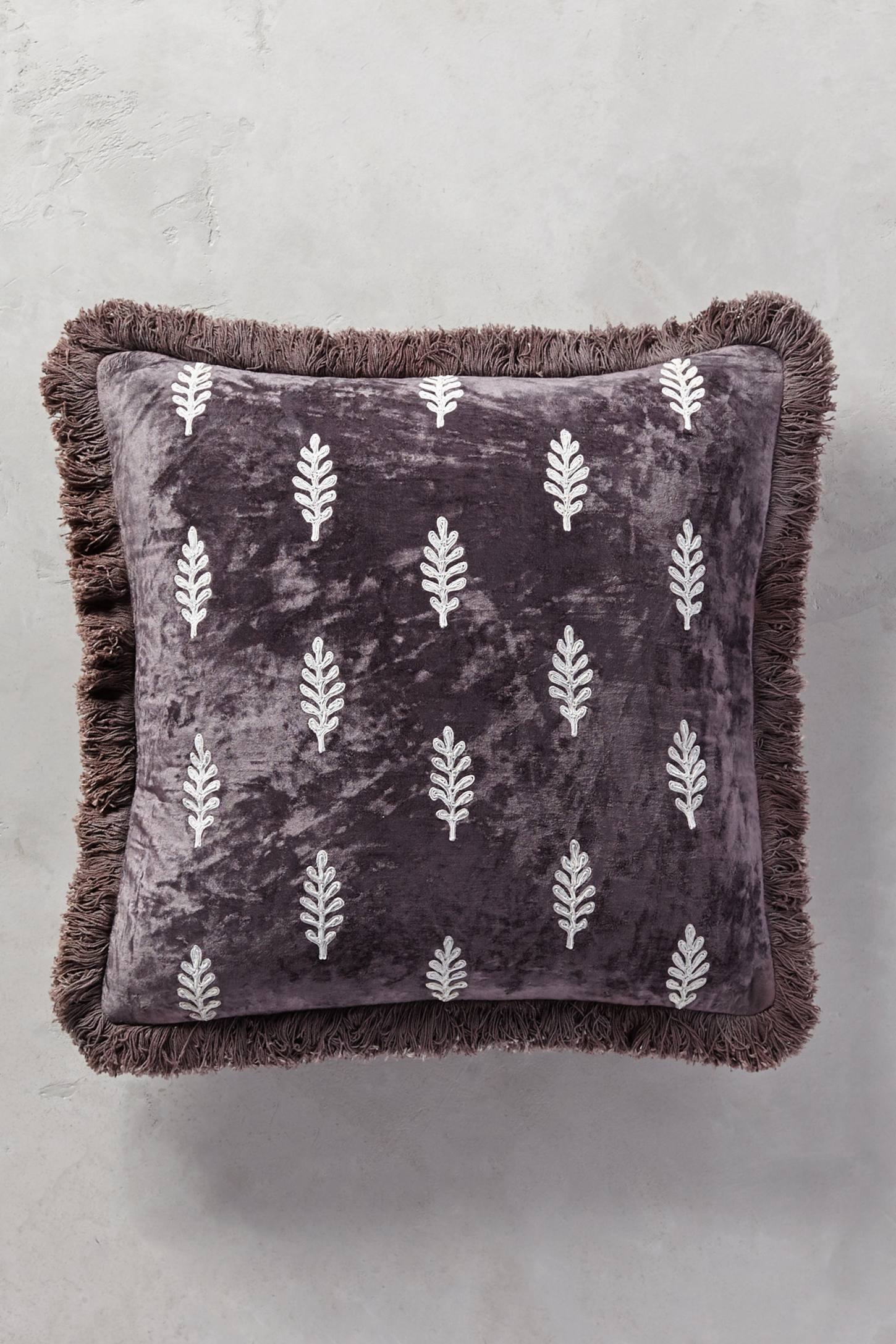 Embroidered Leaves Pillow