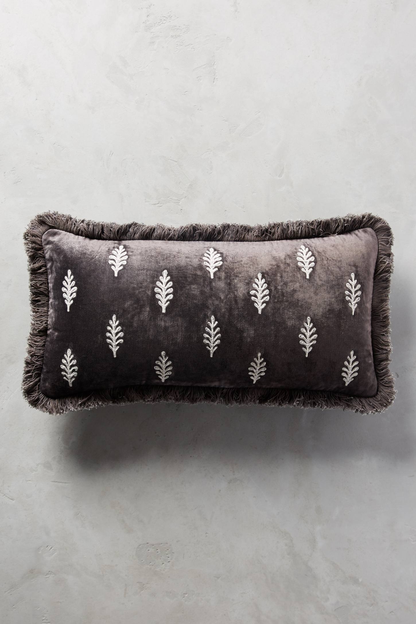 Embroidered Leaves Pillow