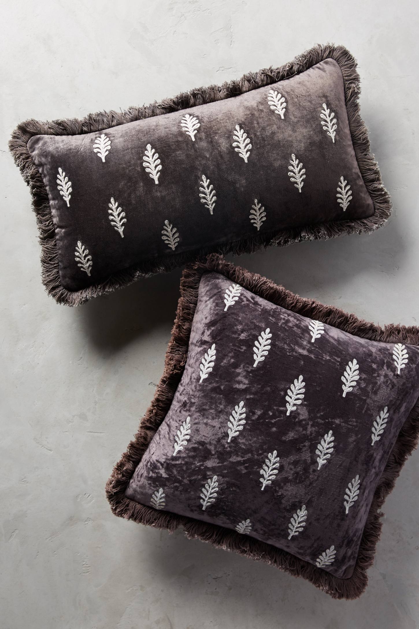 Embroidered Leaves Pillow
