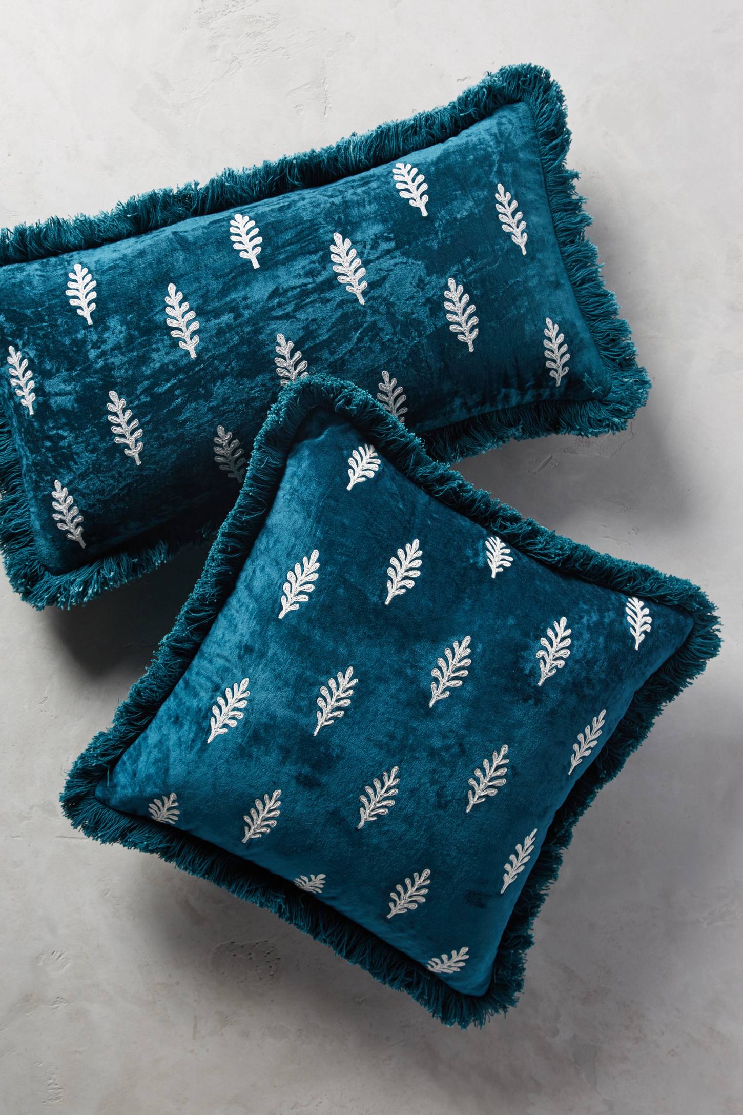 Embroidered Leaves Pillow