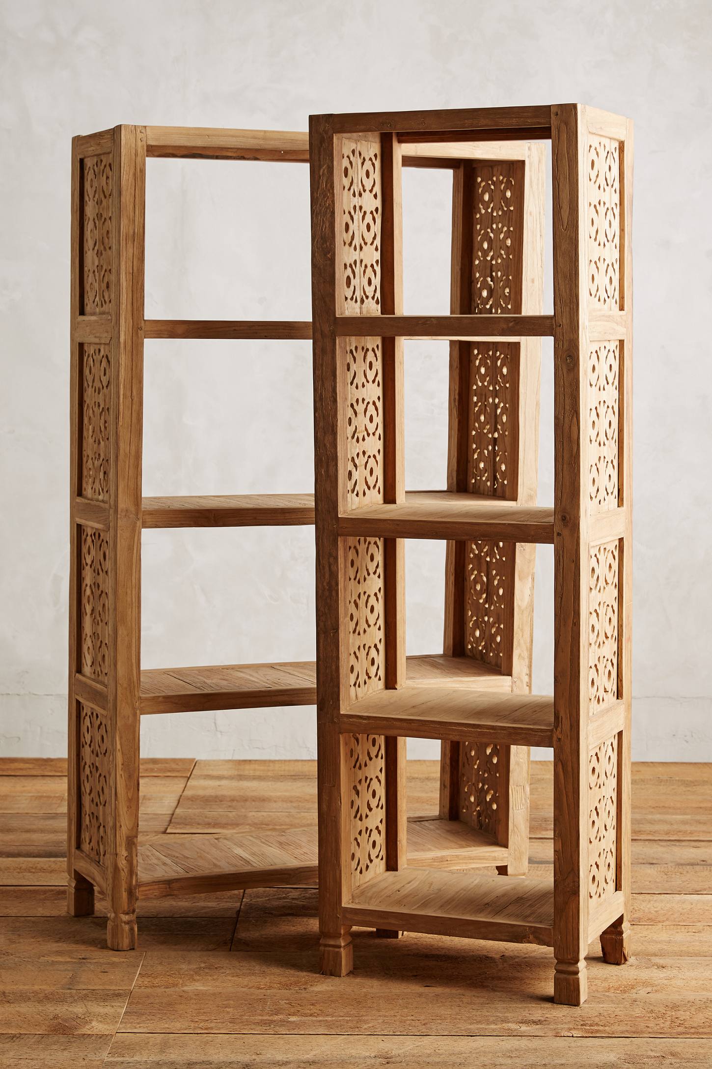 Handcarved Fretwork Narrow Bookcase
