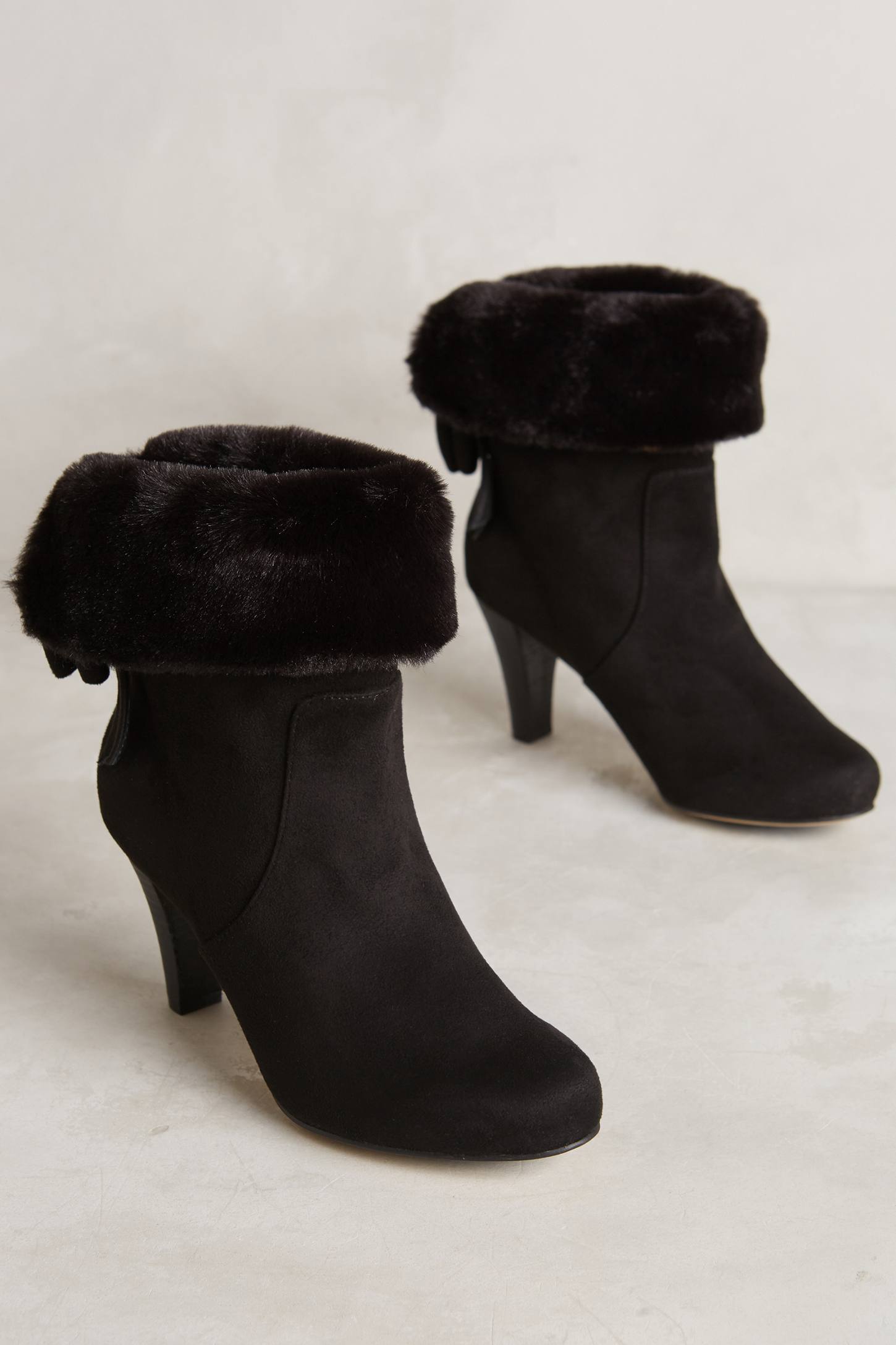 Fur Collar Booties by All Black