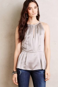 Satin Peplum Shell by Artisan De Luxe