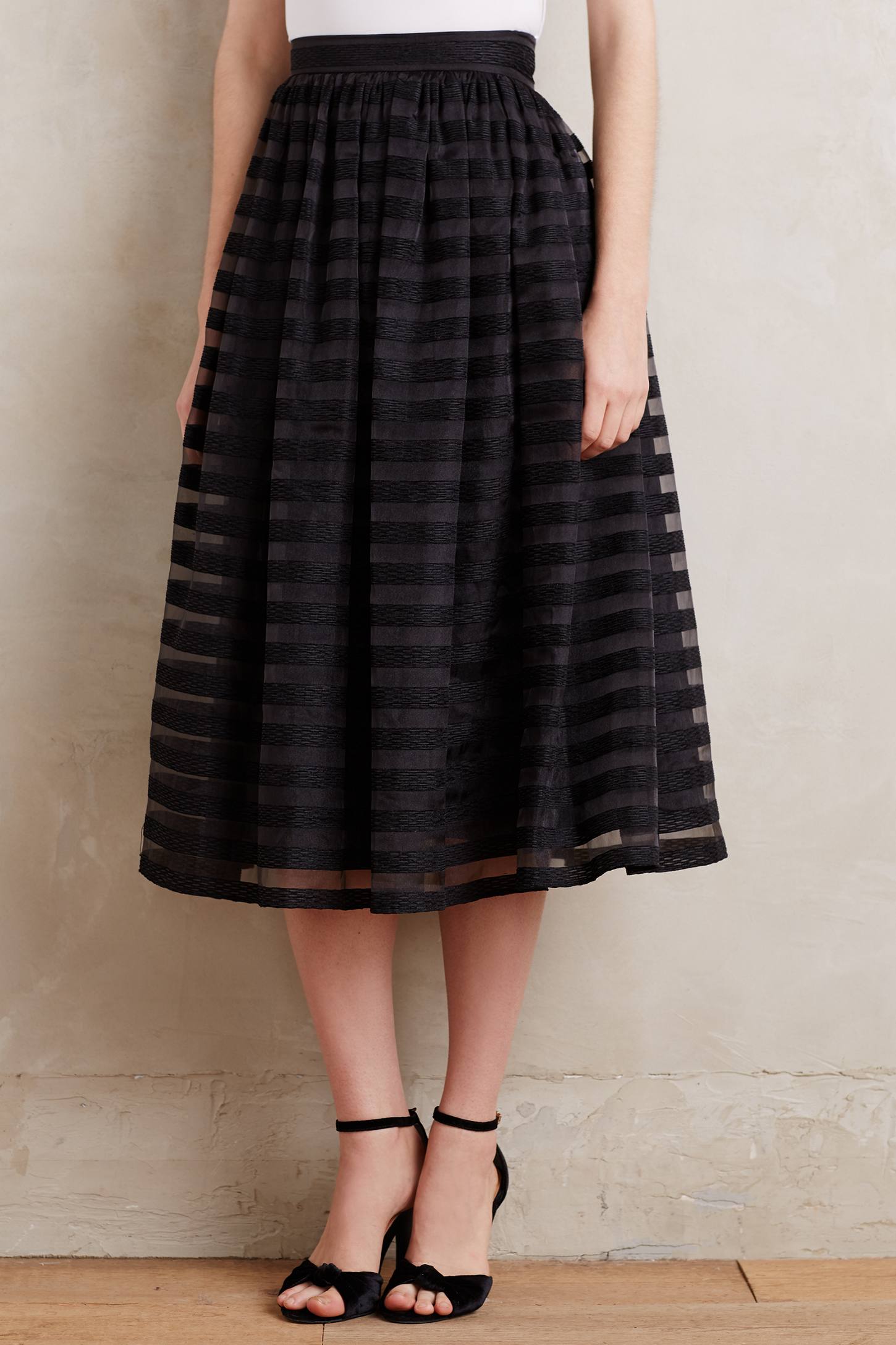 Velvet-Stripe Midi Skirt by Erin Fetherston