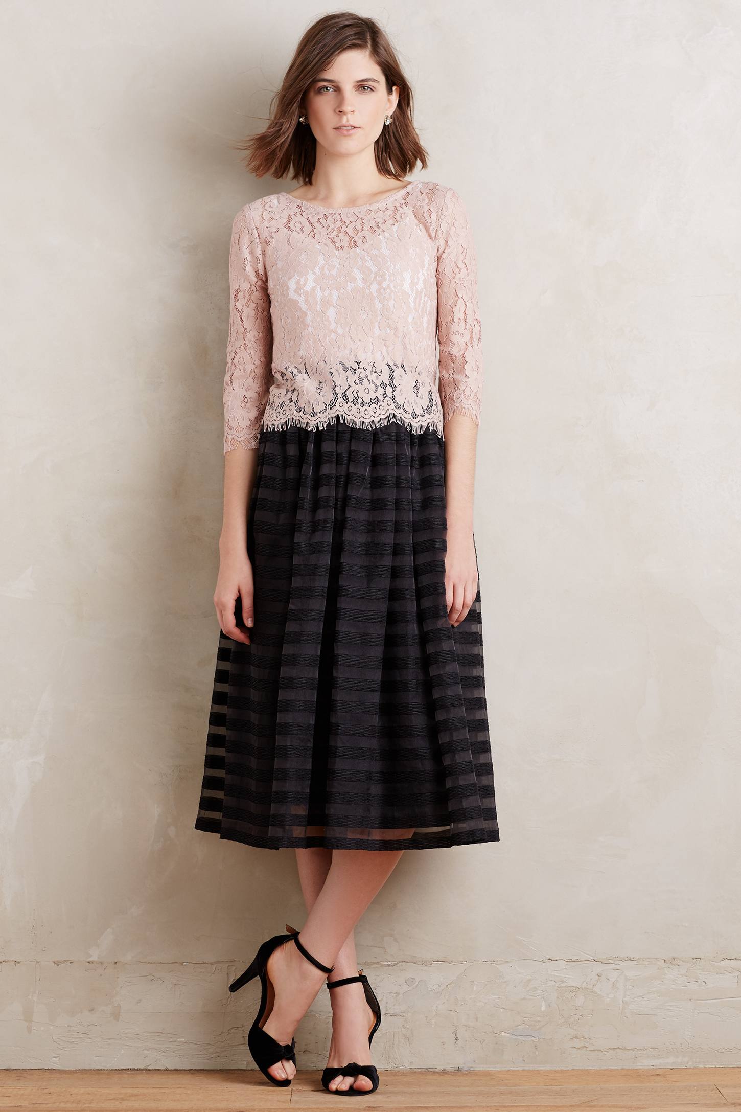 Velvet-Stripe Midi Skirt by Erin Fetherston